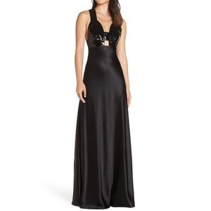 JILL JILL STUART Sanna Strappy Sequin & Satin Gown